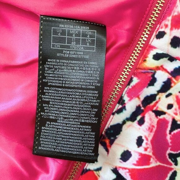 NWT MARCIANO PINK COLORFUL ABSTRACT PRINT ZIPPED HEMLINE ASYMMETRICAL JACKET - 4 - Picture 11 of 11